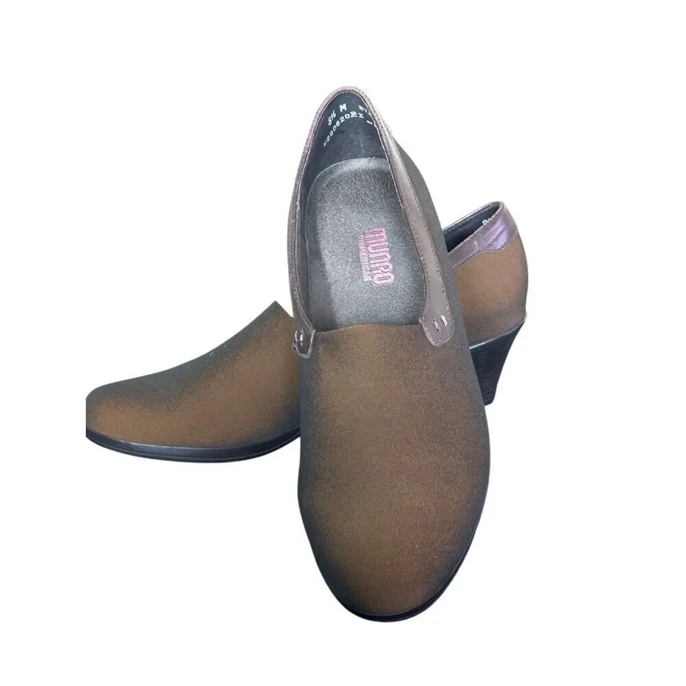 Munro American Brown Stretch Fabric Slip On Heels Size 8 1/2 M